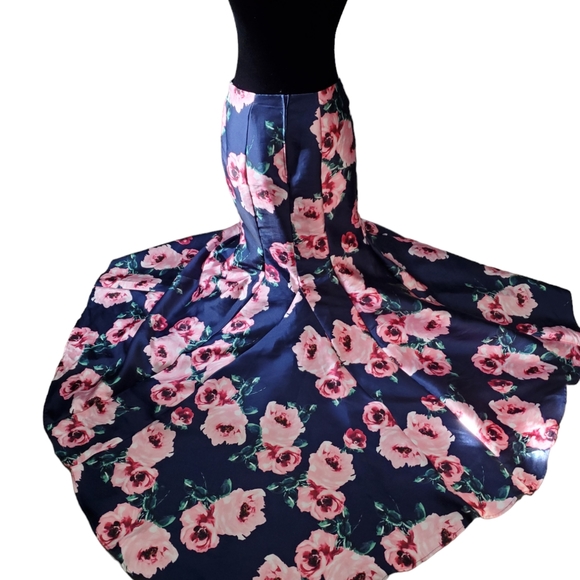 Pre-Owned B DARLIN Women's Size 9/10 Floral Full-Length Fit Flare Skirt As Is - Picture 3 of 12